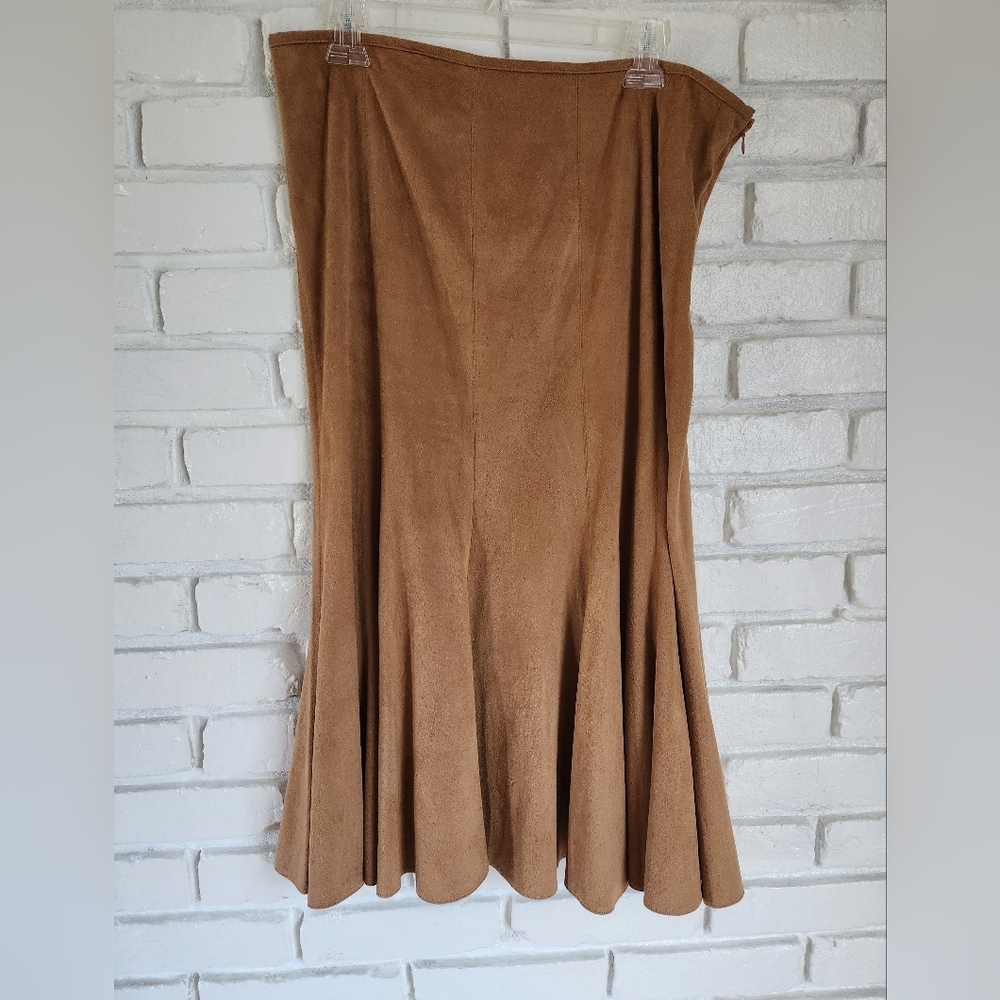 Women's Brown Suede Flared Skirt